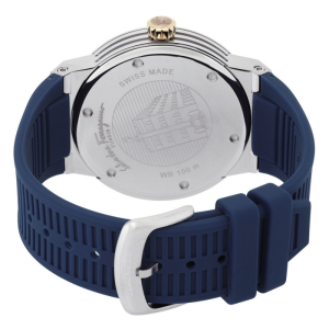 Ferragamo Men’s Swiss Made Quartz Blue Silicone Strap Blue Dial 44mm Watch SFHY01122 (Without Tag)