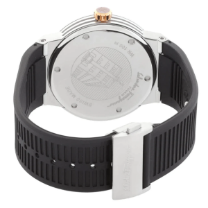 Ferragamo Men’s Swiss Made Quartz Black Silicone Strap Black Dial 44mm Watch SFHY00120 (Without Tag)