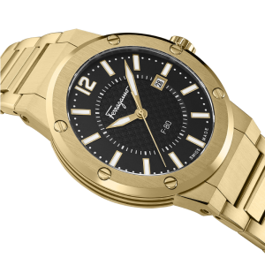 Alternative view of Ferragamo Men’s Swiss Made Quartz Gold Stainless Steel Black Dial 44mm Watch SFHY00821 (Like New)