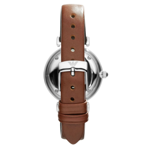 Emporio Armani Women's Quartz Brown Leather Strap Silver Dial 32mm Watch AR1679