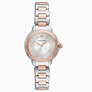 Emporio Armani Women's Quartz Two Tone Stainless Steel Silver Dial 32mm Watch AR11643