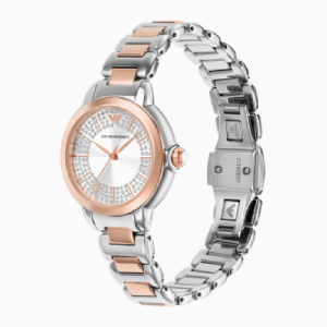 Emporio Armani Women's Quartz Two Tone Stainless Steel Silver Dial 32mm Watch AR11643