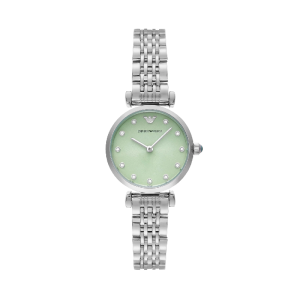 Emporio Armani Women's Quartz Silver Stainless Steel Light Green Dial 28mm Watch AR11667