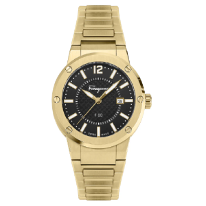 Ferragamo Men’s Swiss Made Quartz Gold Stainless Steel Black Dial 44mm Watch SFHY00821 (Like New)