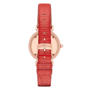 Emporio Armani Women's Quartz Red Leather Strap Silver Dial 32mm Watch AR1876