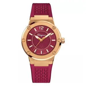 Ferragamo Women's Swiss Made Quartz Red Silicone Strap Red Dial 33mm Watch SFIG030019 (Like New)