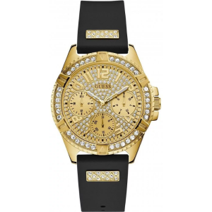 Guess Women’s Quartz Black Silicone Strap Gold Dial 39mm Watch W1160L5