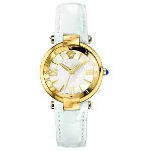 Versace Women’s Quartz Swiss Made White Leather Strap Mother Of Pearl Dial 35mm Watch VAI030016 (Like New)