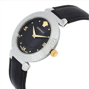 Alternative view of Versace Women’s Quartz Swiss Made Black Leather Strap Black Dial 35mm Watch V16020017 (Like New)
