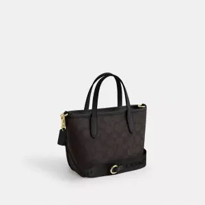 Alternative view of Coach City Mini Tote Bag in Signature Canvas Walnut/Black (Size: L 15.5cm, H 14.0cm, W 9.0cm) CW032