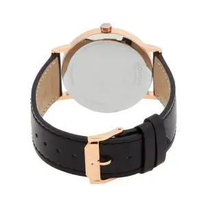 Movado Men’s Quartz Swiss Made Black Leather Strap Black Dial 40mm Watch 0607315 (Like New) - Image 3