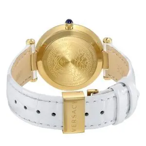Alternative view of Versace Women’s Quartz Swiss Made White Leather Strap Mother Of Pearl Dial 35mm Watch VAI030016 (Like New)