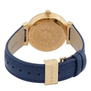 Versace Women Quartz Swiss Made Blue Leather Strap Blue Dial 35mm Watch V16040017 (Like New) - Image 3
