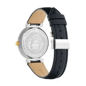 Versace Women’s Quartz Swiss Made Black Leather Strap Black Dial 35mm Watch V16020017 (Like New) - Image 3