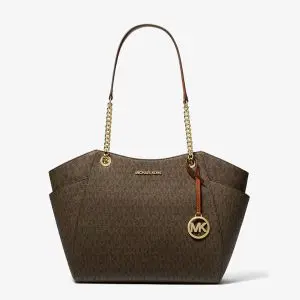 Michael Kors Jet Set Large Chain Shoulder Tote Bag For Womens -Brown (Size: W:12.70cm H:24.77cm D:39.37cm) 35S4GTVT3B