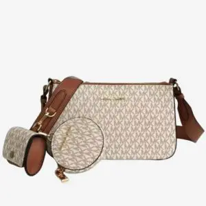 Michael Kors Jet Set Travel Small Logo Shoulder Bag with Pouches For Womens -Vanilla (Size: W:5.72cm H:13.9cm D:24.13cm) 35S1GTVC3B-1
