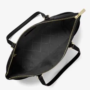 Michael Kors Charlotte Large Tote Bag In Saffiano Leather With Top Zip For Women's -BLACK (Size: W:12.07cm H:25.40cm D:38.10cm) 35T0GCFT7L