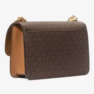 Michael Kors Large Heather Logo Shoulder Bag For Women's -BROWN & ACORN (Size: W:6.99cm H:15.24cm D:23.50cm) 30S2G7HL3B