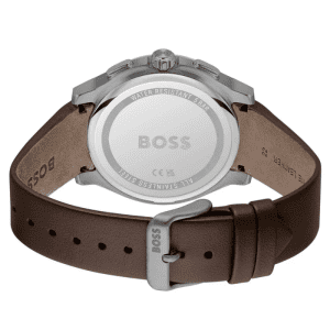 Hugo Boss Men’s Chronograph Quartz Brown Leather Strap Grey Dial 44mm Watch 1514187