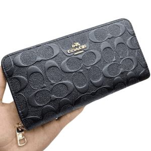 Alternative view of Coach Unisex Coach Accordion in Signature Leather Black Zip Around Compact Organizer Wallet (Size: L 19.7cm, H10.2cm, W2.5cm) F53834