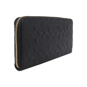 Coach Unisex Coach Accordion in Signature Leather Black Zip Around Compact Organizer Wallet (Size: L 19.7cm, H10.2cm, W2.5cm) F53834 - Image 3