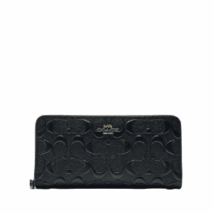 Coach Unisex Coach Accordion in Signature Leather Black Zip Around Compact Organizer Wallet (Size: L 19.7cm, H10.2cm, W2.5cm) F53834