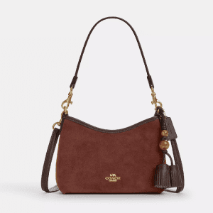 COACH Laurel Small Shoulder Bag with Tassels Suede Leather Mini Shoulder & Crossbody Bag (Size: L19.1cm, H15.2cm, W8.3cm) CCF14