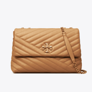 Tory Burch Kira Chevron Convertible Shoulder Dusty Almond Quilted Leather Flap Bag (Size: L27.5cm H18.5cm W8.0cm) 90446-1