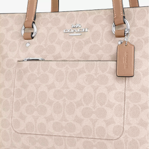 Alternative view of Coach Station Tote in Signature Canvas Zip Top Everyday Shoulder Tote Bag (Size: L34.9cm H26.0cm W12.7cm) CCD69