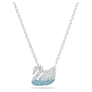 Swarovski Women's Iconic Swan Pendant Swan Small Blue Rhodium Plated 5512094