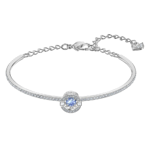 Swarovski Women's Sparkling Dance Bangle Round Cut Blue Rhodium Plated 5497478