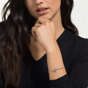 Swarovski Women's Sparkling Dance Bangle Round Cut Blue Rhodium Plated 5497478 - Image 3