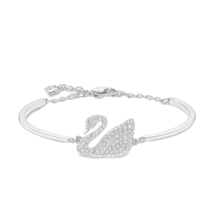 Swarovski Swan Clear Crystal Pavé Bangle Rhodium Plated Elegant Jewelry for Women (Model 5011990)