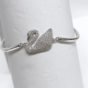 Swarovski Swan Clear Crystal Pavé Bangle Rhodium Plated Elegant Jewelry for Women (Model 5011990)