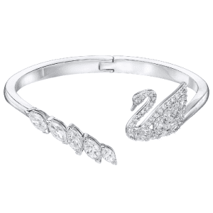 Swarovski Women's Swan Lake Bangle Silver Crystal Rhodium Plated 5231330