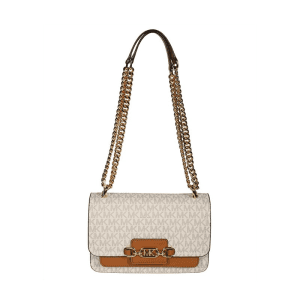 Michael Kors Large Heather Logo Shoulder Bag For Women's -Vanilla/Acorn (Size: W:6.99cm H:15.24cm D:23.50cm) 30S2G7HL3B-1 - Image 3