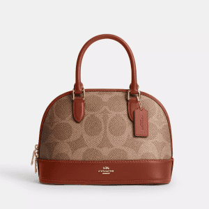 Coach Sabrina Satchel in Signature Canvas Structured Top Handle Crossbody (Size: L25.4cm H18.4cm W12.7cm) CAS19