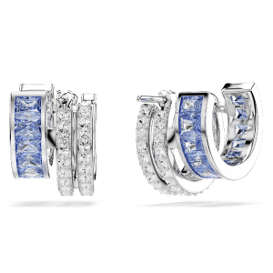 Alternative view of Swarovski Women's Connexus Hoop Earrings Mixed Cuts Blue Rhodium Plated 5690030