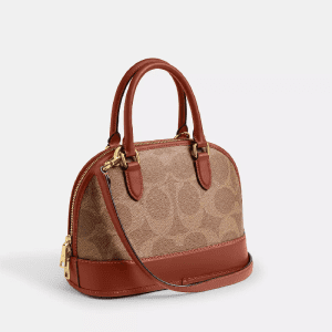Alternative view of Coach Sabrina Satchel in Signature Canvas Structured Top Handle Crossbody (Size: L25.4cm H18.4cm W12.7cm) CAS19