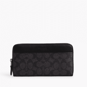 Coach Unisex Accordion Wallet in Signature Canvas Zip Around Long Wallet (Size: L 19.1cm, H10.2cm, W1.9cm) CY405