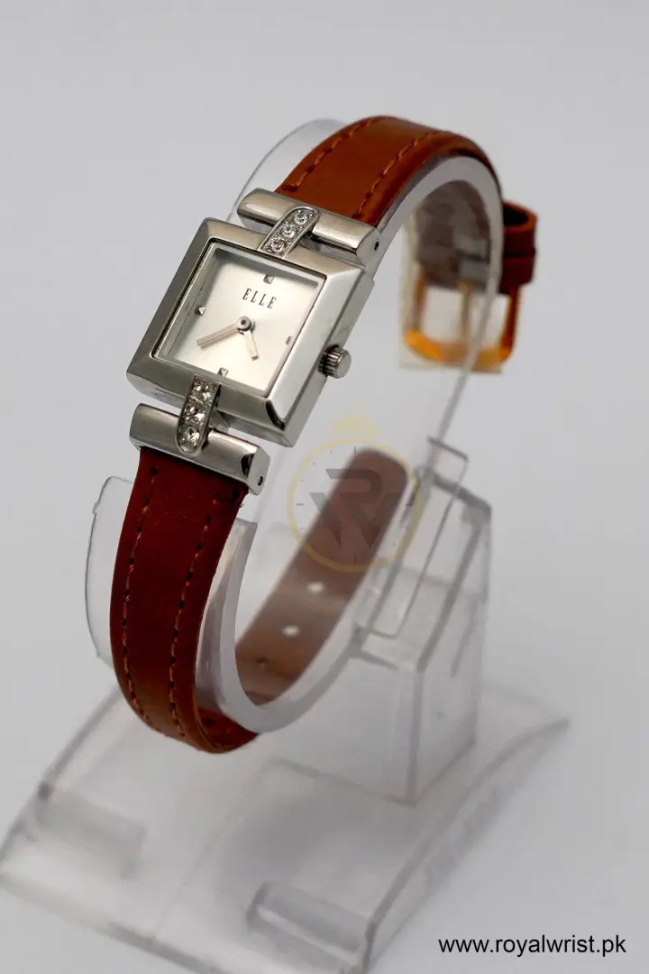 Elle Women’s Quartz Camel Brown Leather Strap Silver Sunray Dial 22mm Watch EL20021S05C (Like New) - Image 4