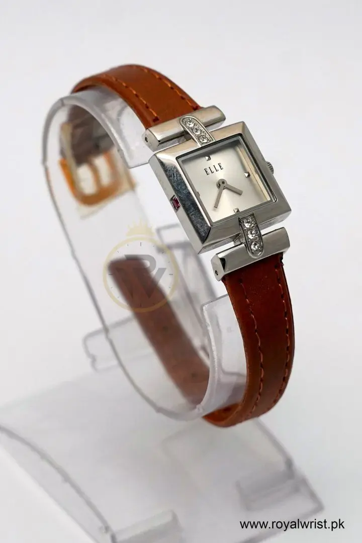 Elle Women’s Quartz Camel Brown Leather Strap Silver Sunray Dial 22mm Watch EL20021S05C (Like New) - Image 5