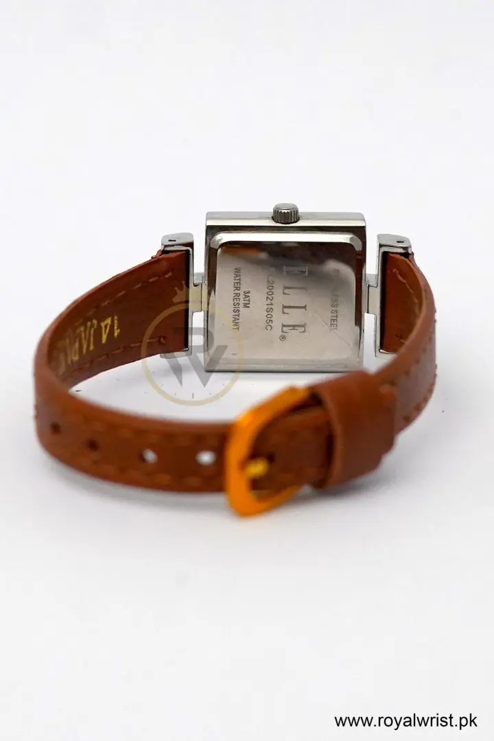 Elle Women’s Quartz Camel Brown Leather Strap Silver Sunray Dial 22mm Watch EL20021S05C (Like New) - Image 6