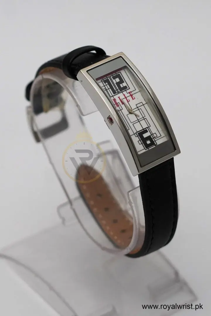 Elle Women’s Quartz Black Leather Strap White Line Multi Color Dial 19mm Watch EL20116SO2C (Like New) - Image 5