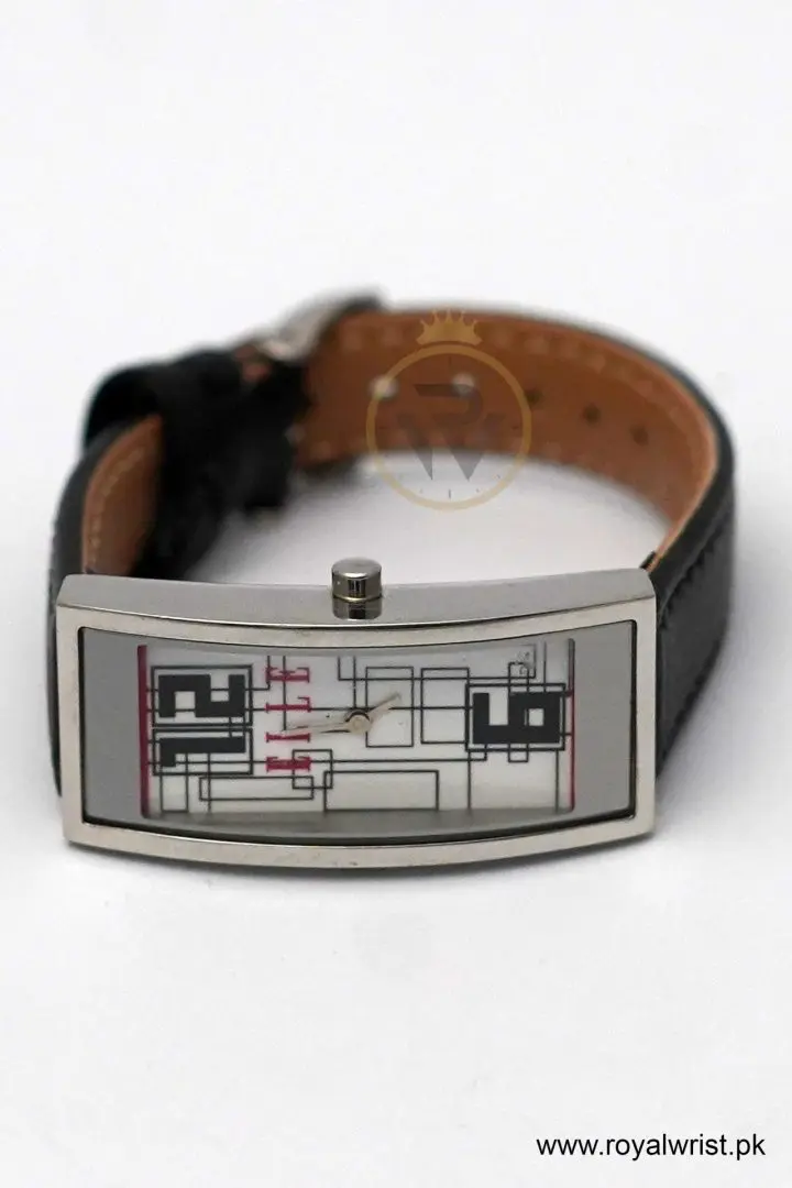Elle Women’s Quartz Black Leather Strap White Line Multi Color Dial 19mm Watch EL20116SO2C (Like New) - Image 3