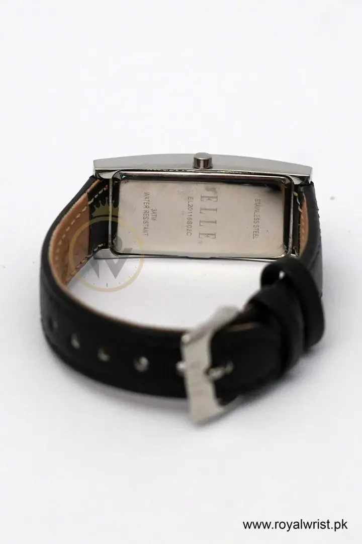 Elle Women’s Quartz Black Leather Strap White Line Multi Color Dial 19mm Watch EL20116SO2C (Like New) - Image 6