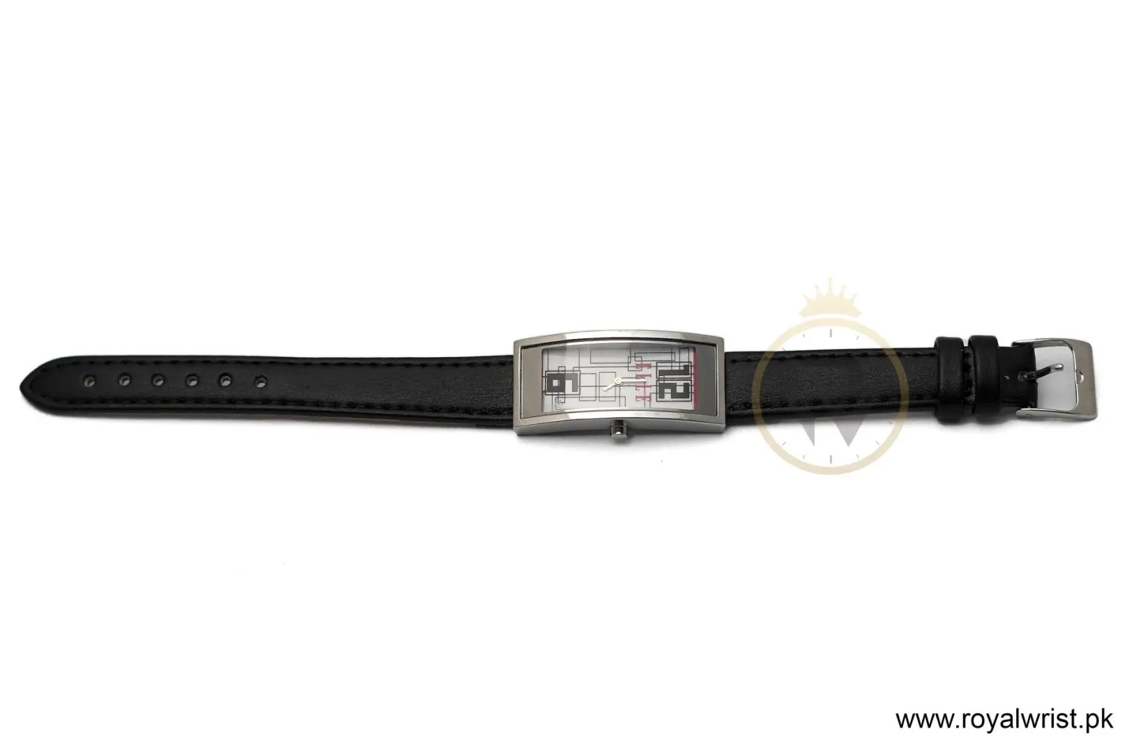 Elle Women’s Quartz Black Leather Strap White Line Multi Color Dial 19mm Watch EL20116SO2C (Like New) - Image 2