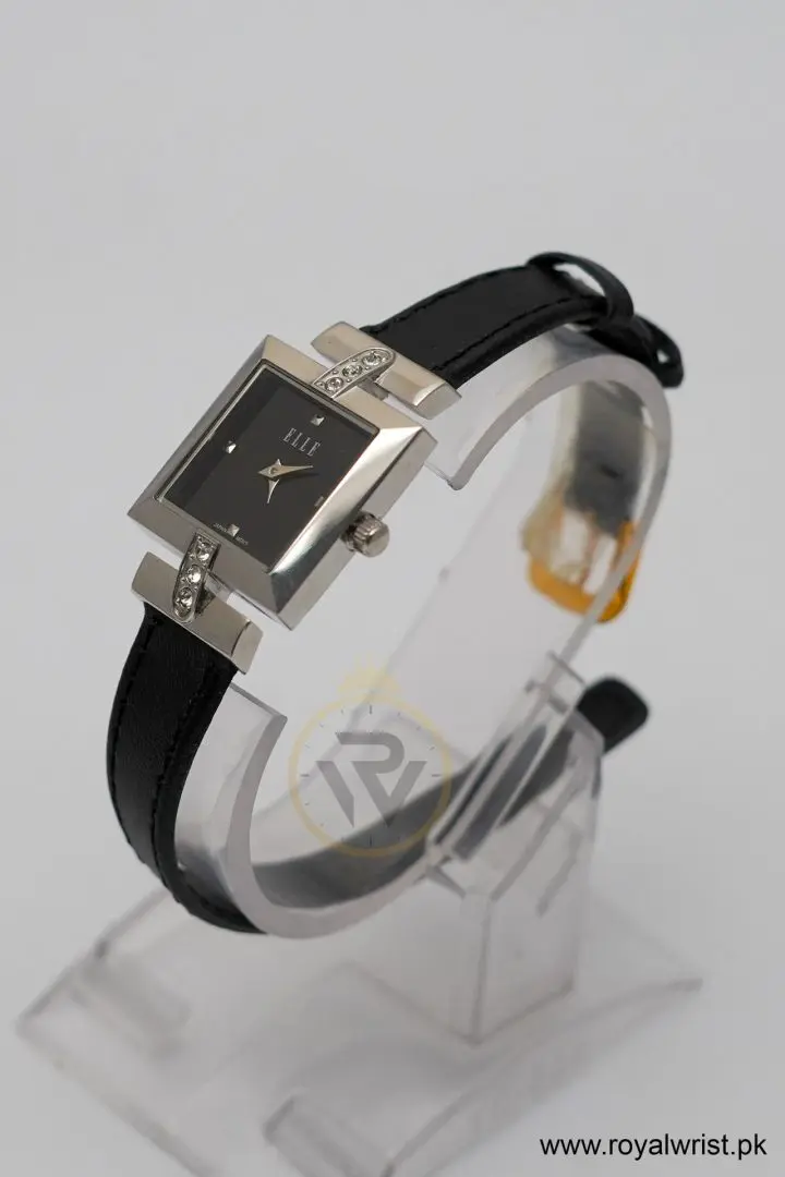Elle Women’s Quartz Black Leather Strap Black Dial 25mm Watch EL20028S01 (Like New) - Image 5