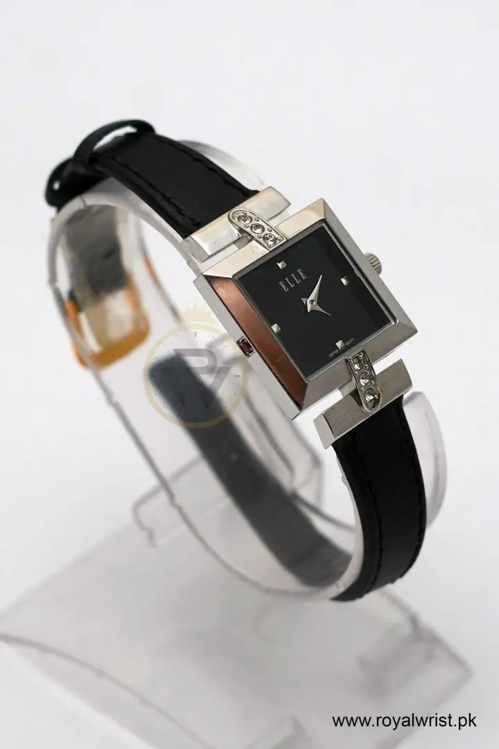 Elle Women’s Quartz Black Leather Strap Black Dial 25mm Watch EL20028S01 (Like New) - Image 6