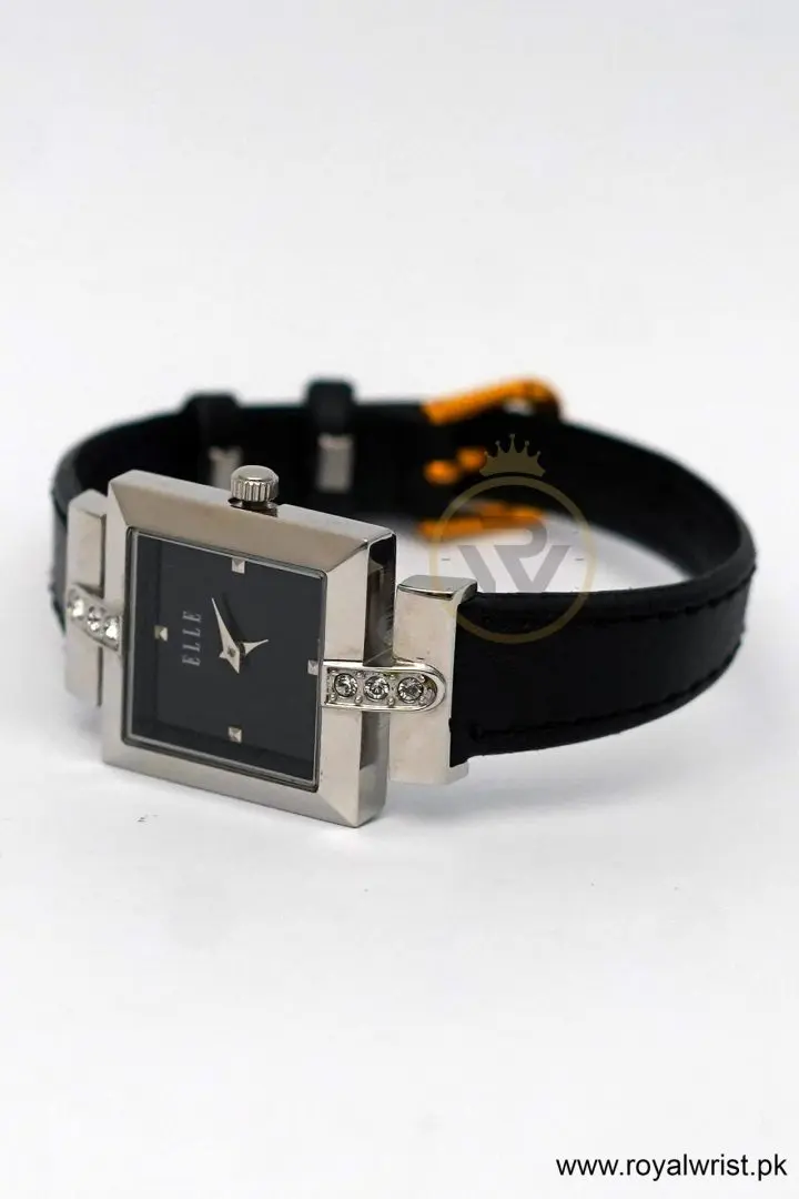Elle Women’s Quartz Black Leather Strap Black Dial 25mm Watch EL20028S01 (Like New) - Image 3